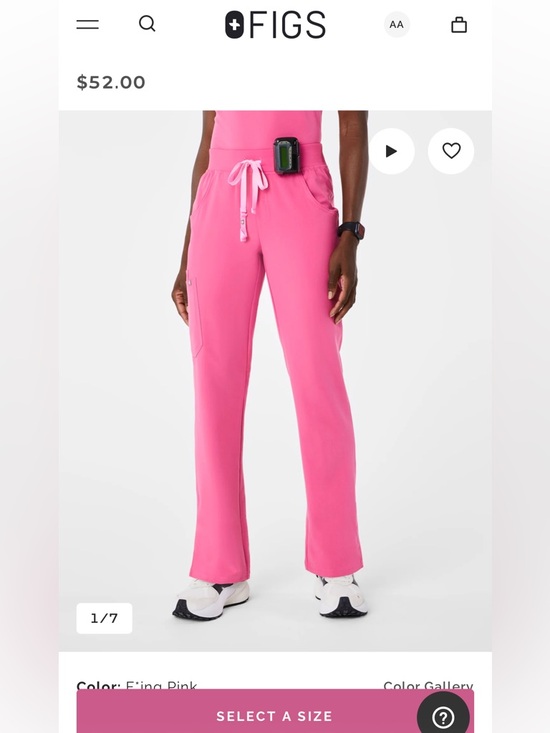 FIGS Kade Cargo Bottoms Pink XS